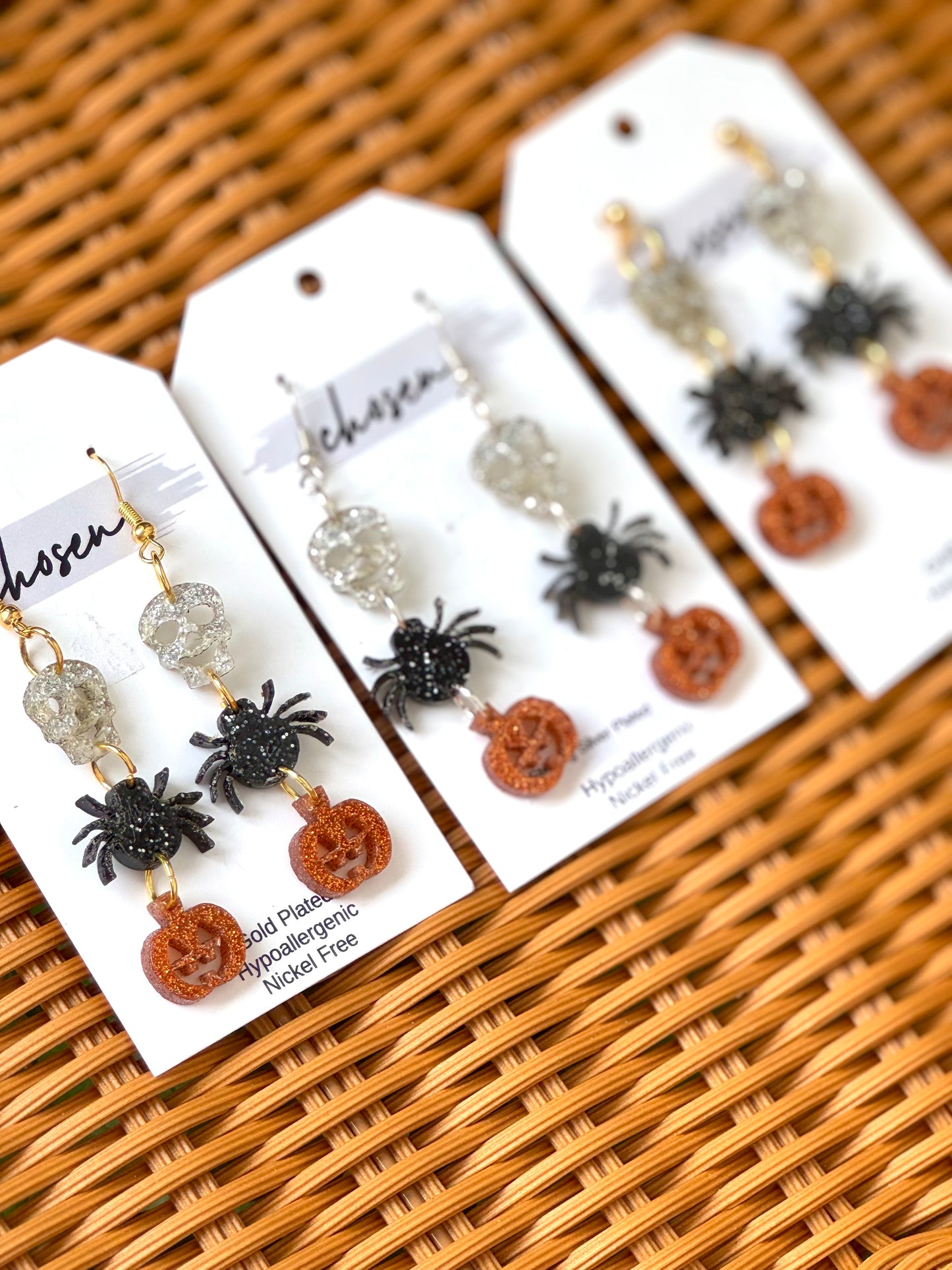 Stack of Scary Acrylic Earrings