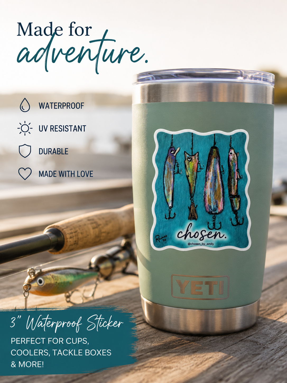 Made For Adventure Fishing Lure Waterpoof Sticker