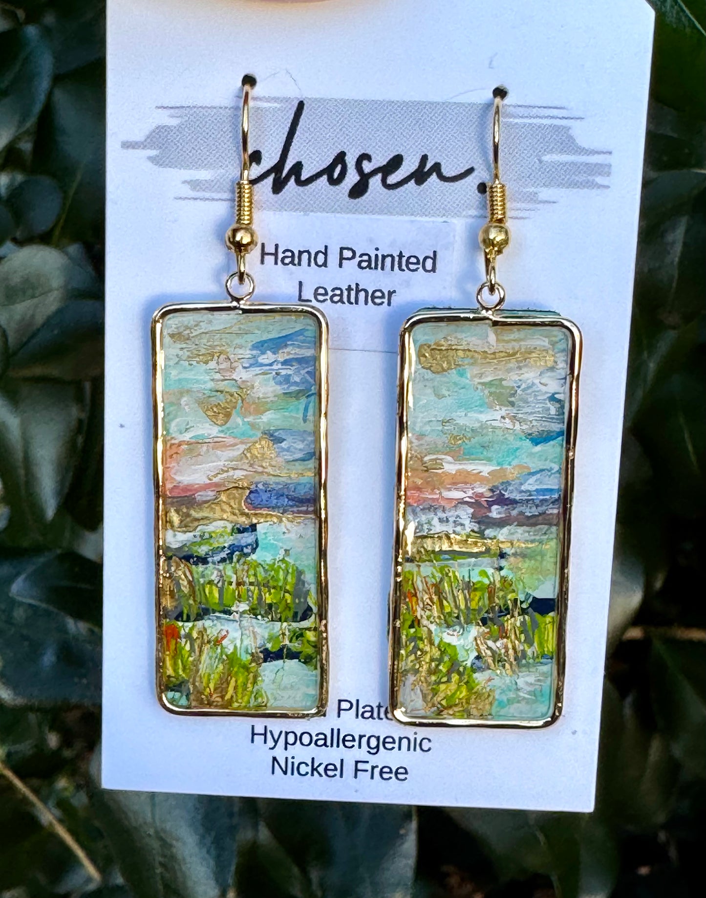 Pawley’s Island View Hand Painted Leather Earrings