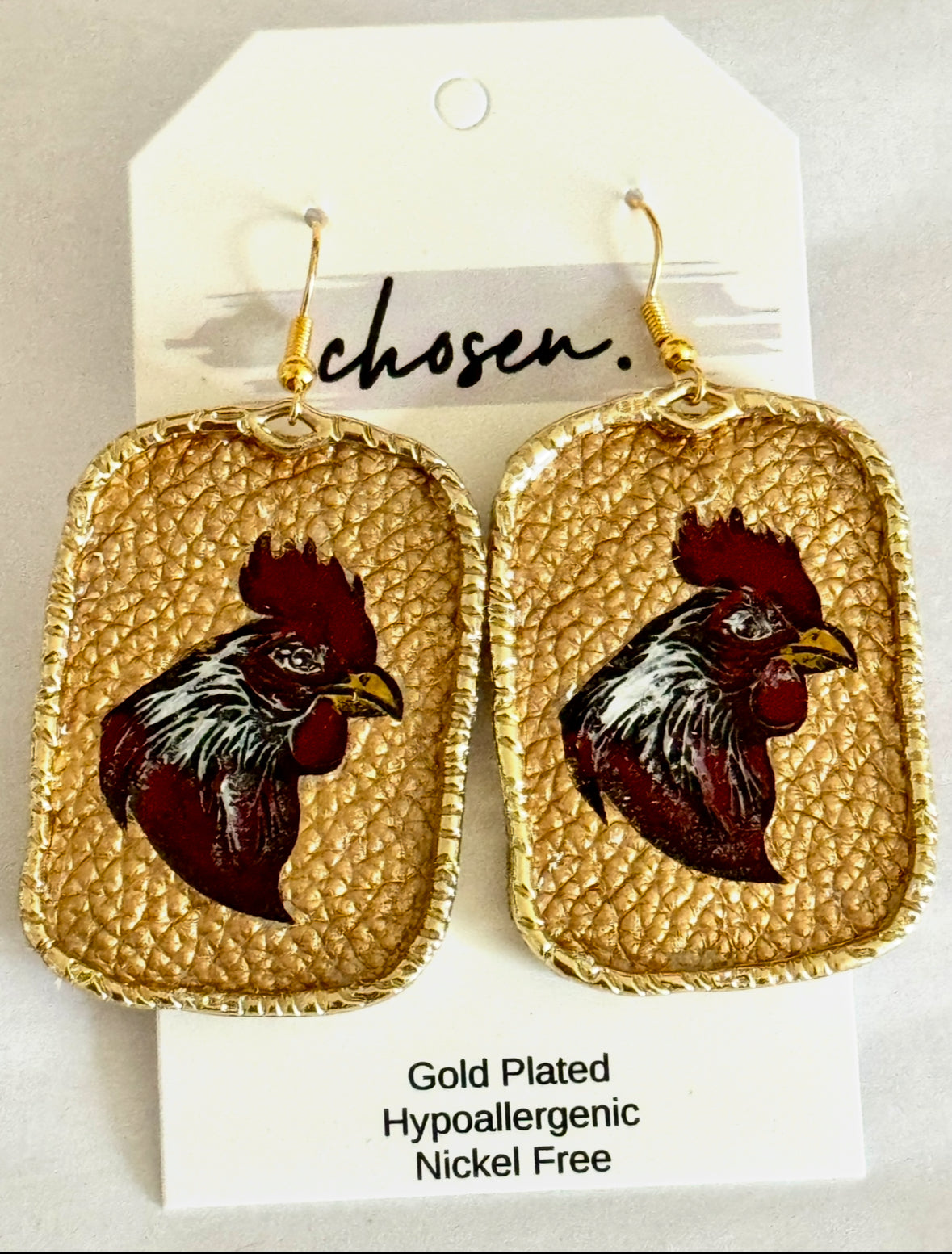 The Gamecock Hand painted Leather Earring Collection