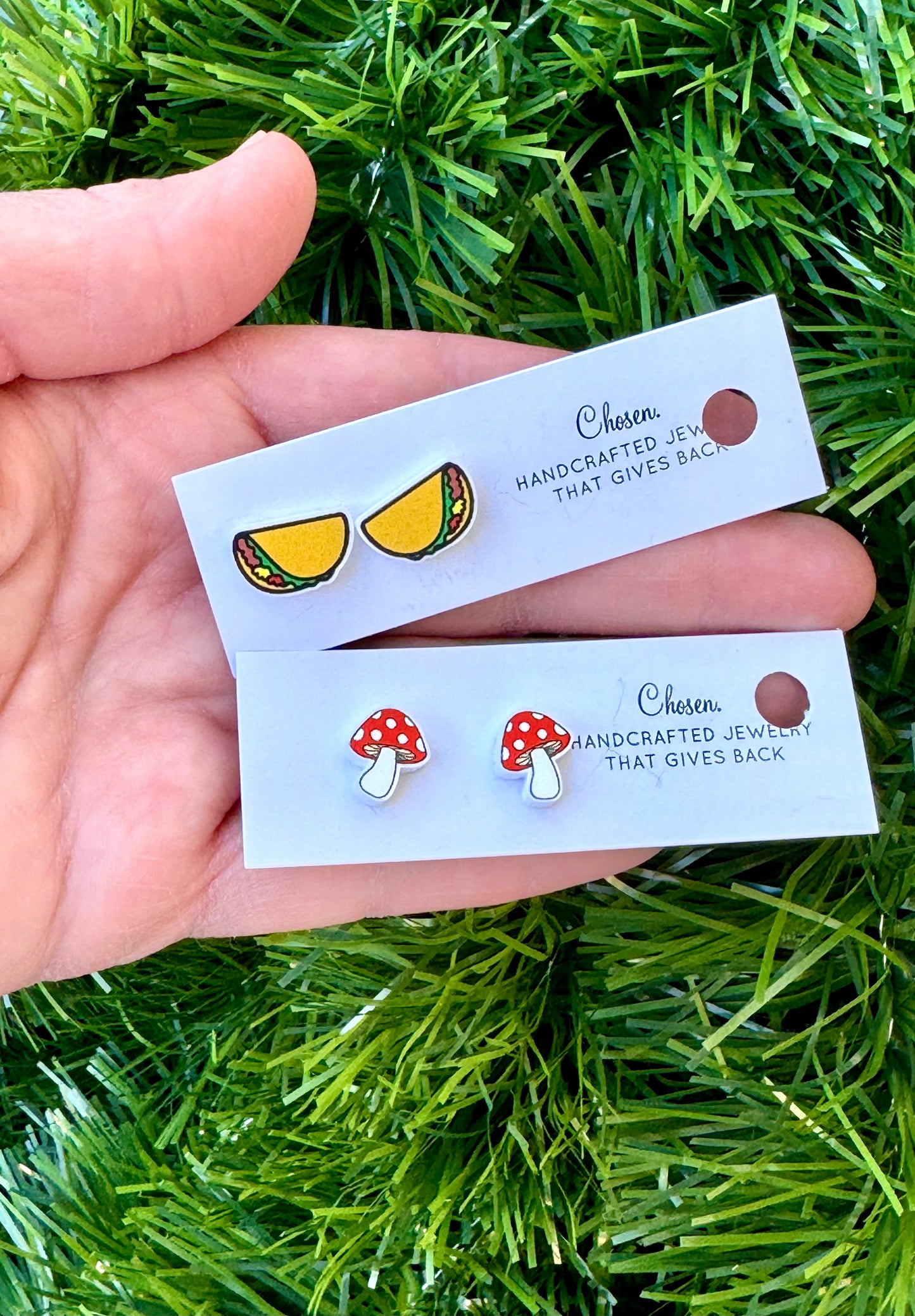 Tacos and Shrooms Gold Plated Stud Collection