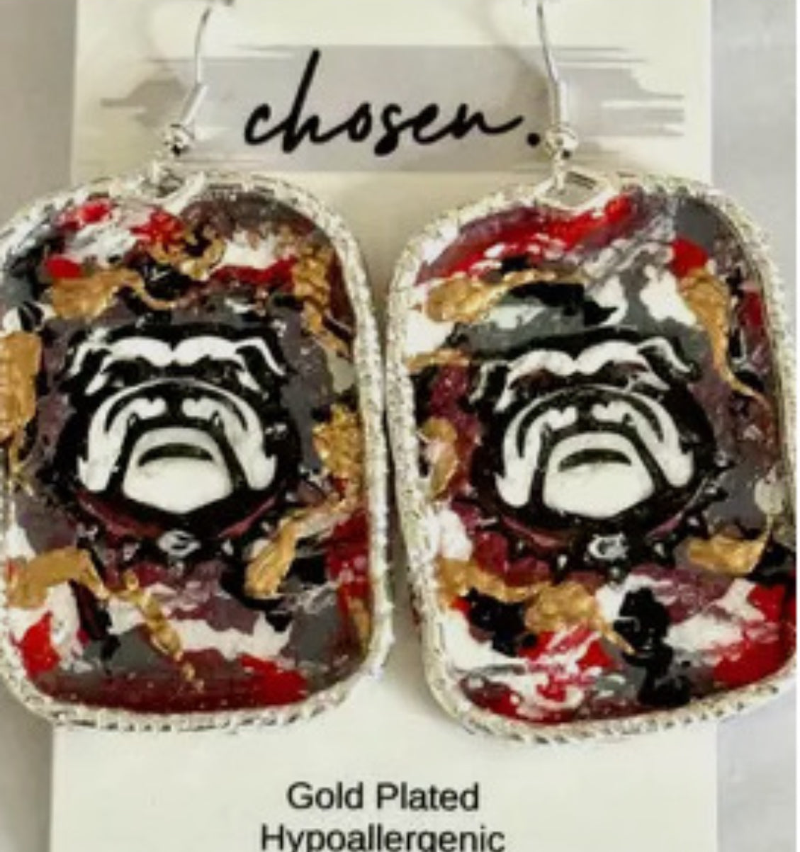 Bulldog Hand Painted Leather Earring Collection