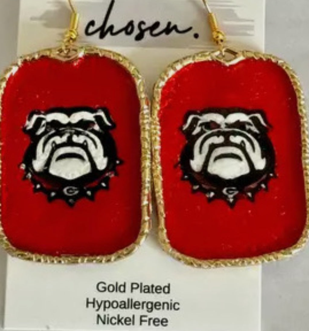 Bulldog Hand Painted Leather Earring Collection