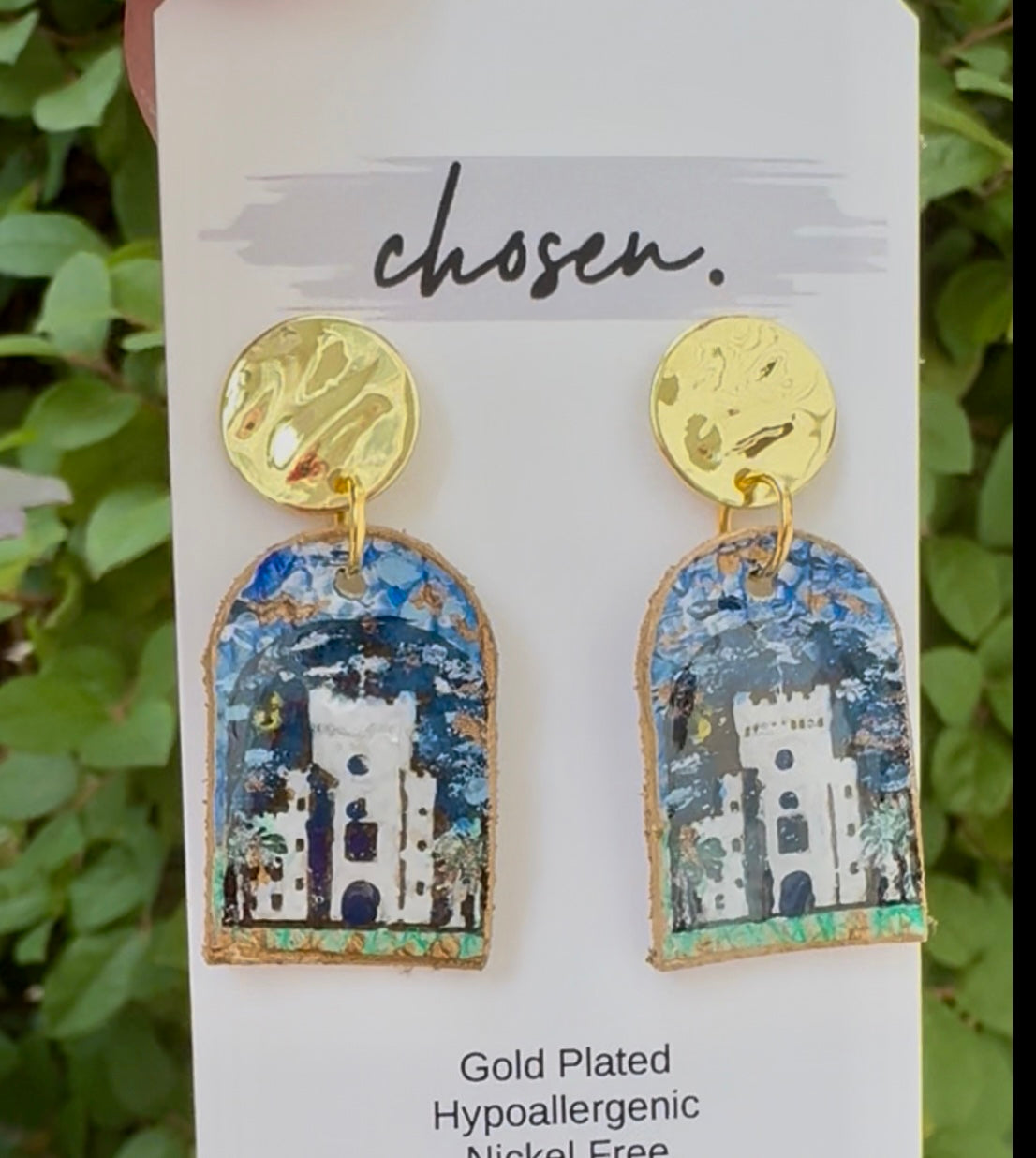 The Citadel Hand Painted Leather Earring Collection