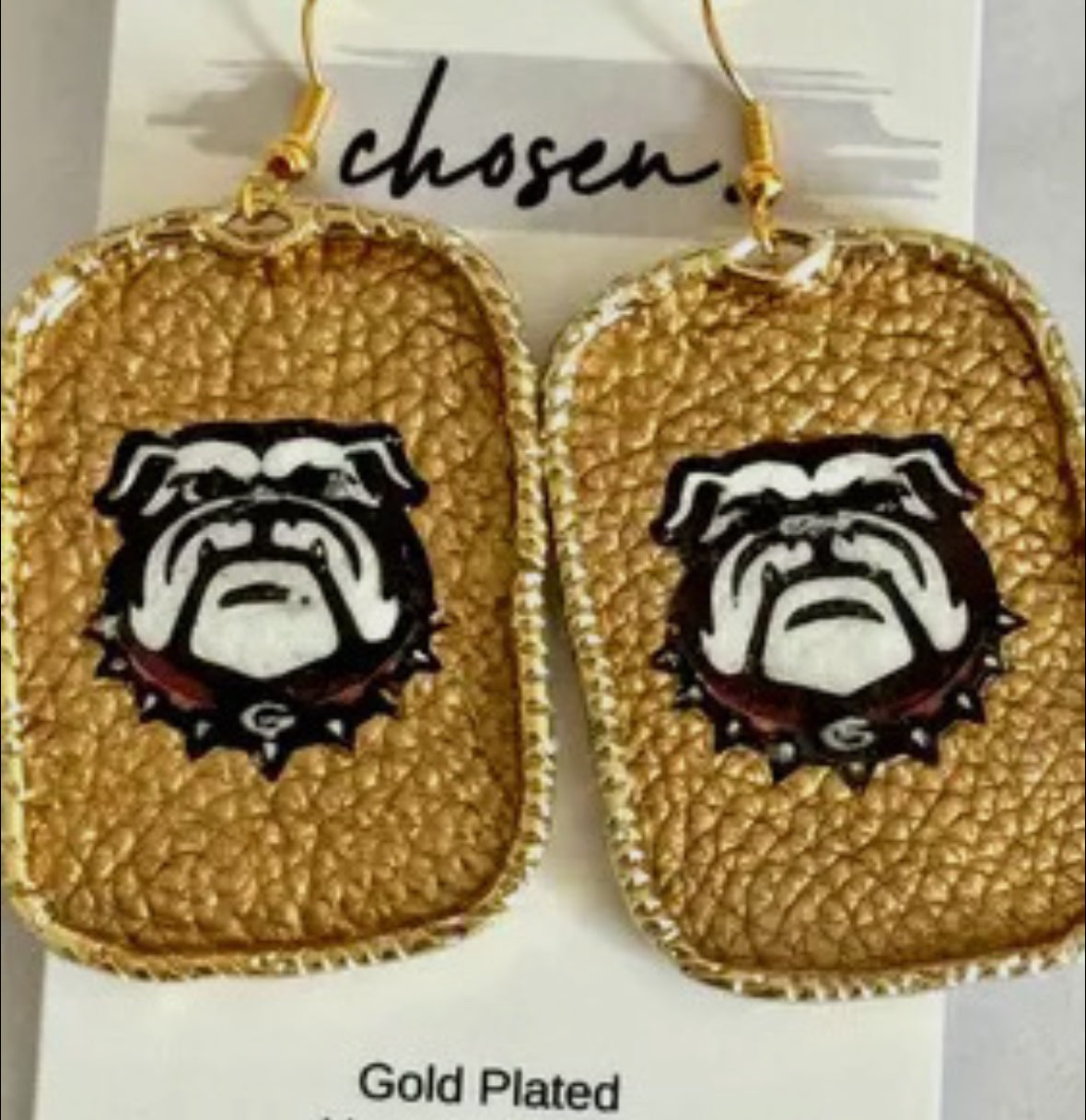 Bulldog Hand Painted Leather Earring Collection