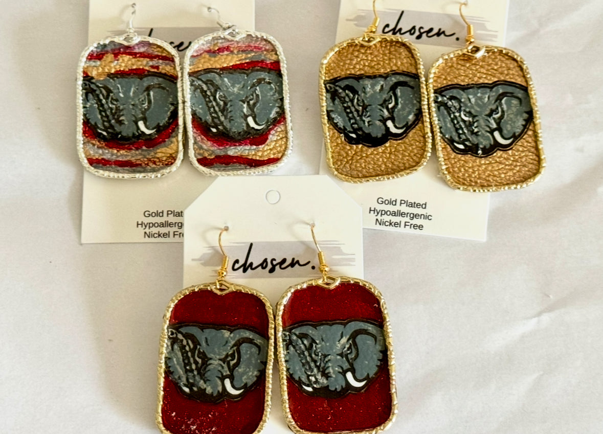 Bama Time Hand Painted Leather Earring Collection