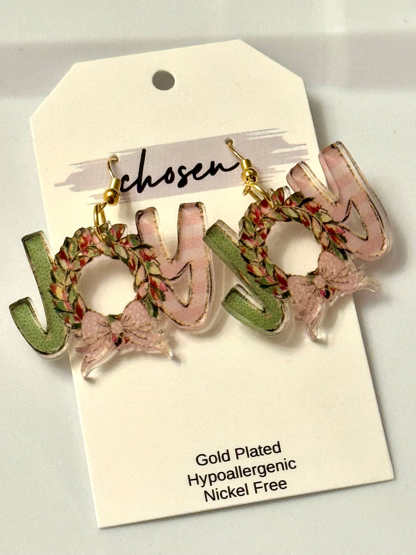 Joy Wreath Acrylic Earrings