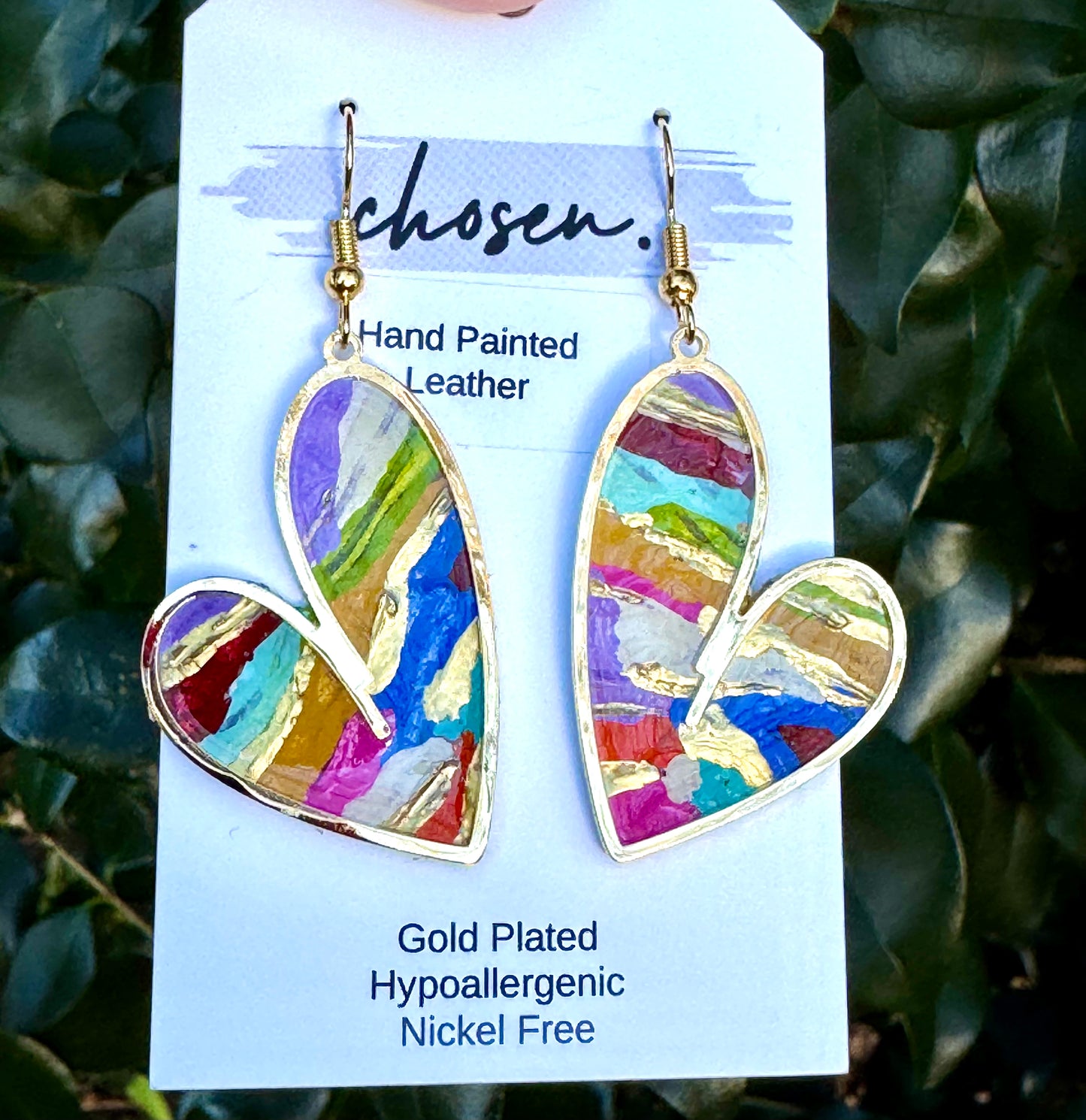 Pop of Color Hand Painted Leather Earrings