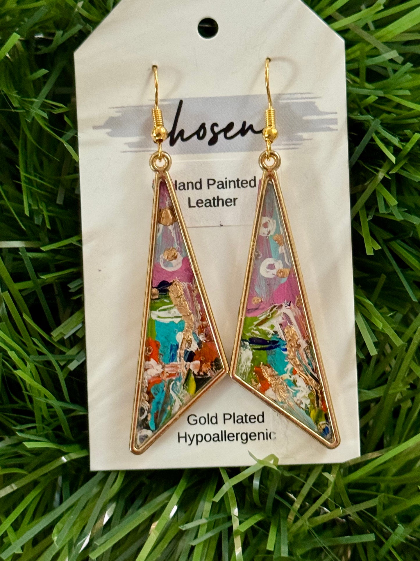 The Bess Hand Painted Leather Earrings