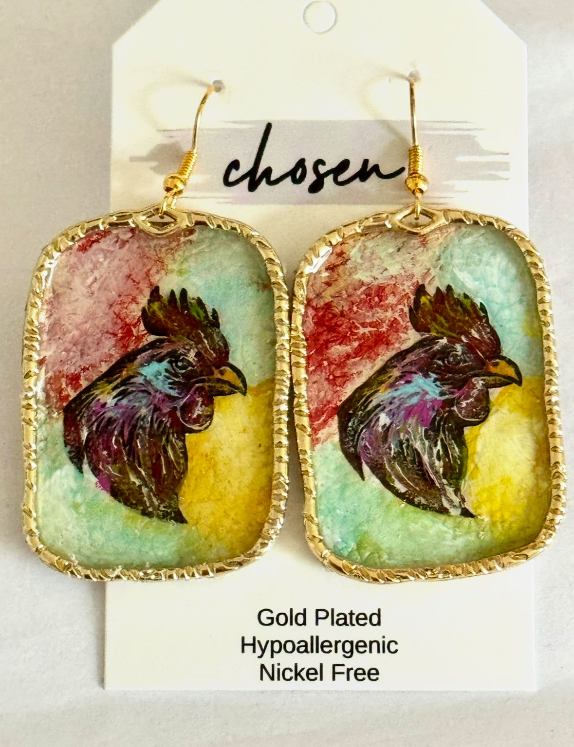 The Gamecock Hand painted Leather Earring Collection