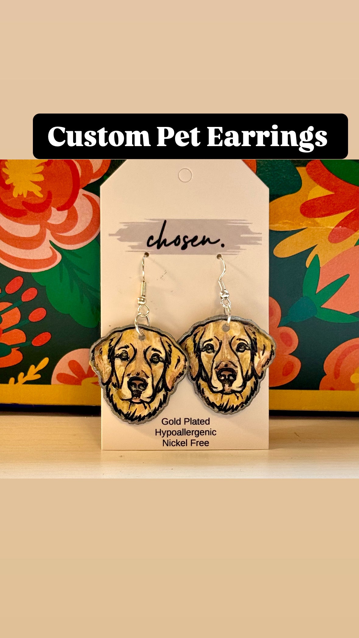 Custom Hand Painted Leather Pet Earrings