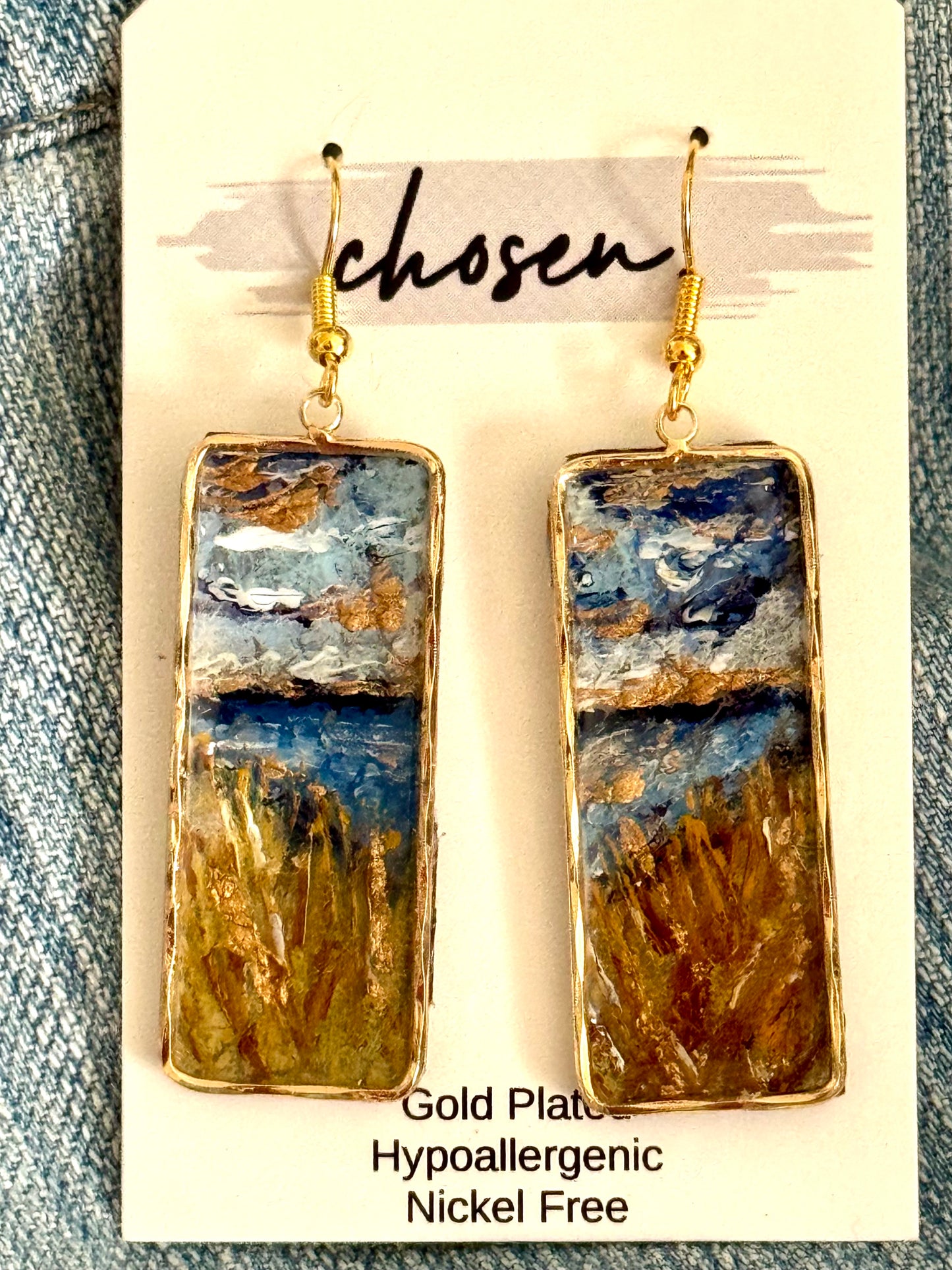 Fall for the Beach Hand Painted Leather Earrings