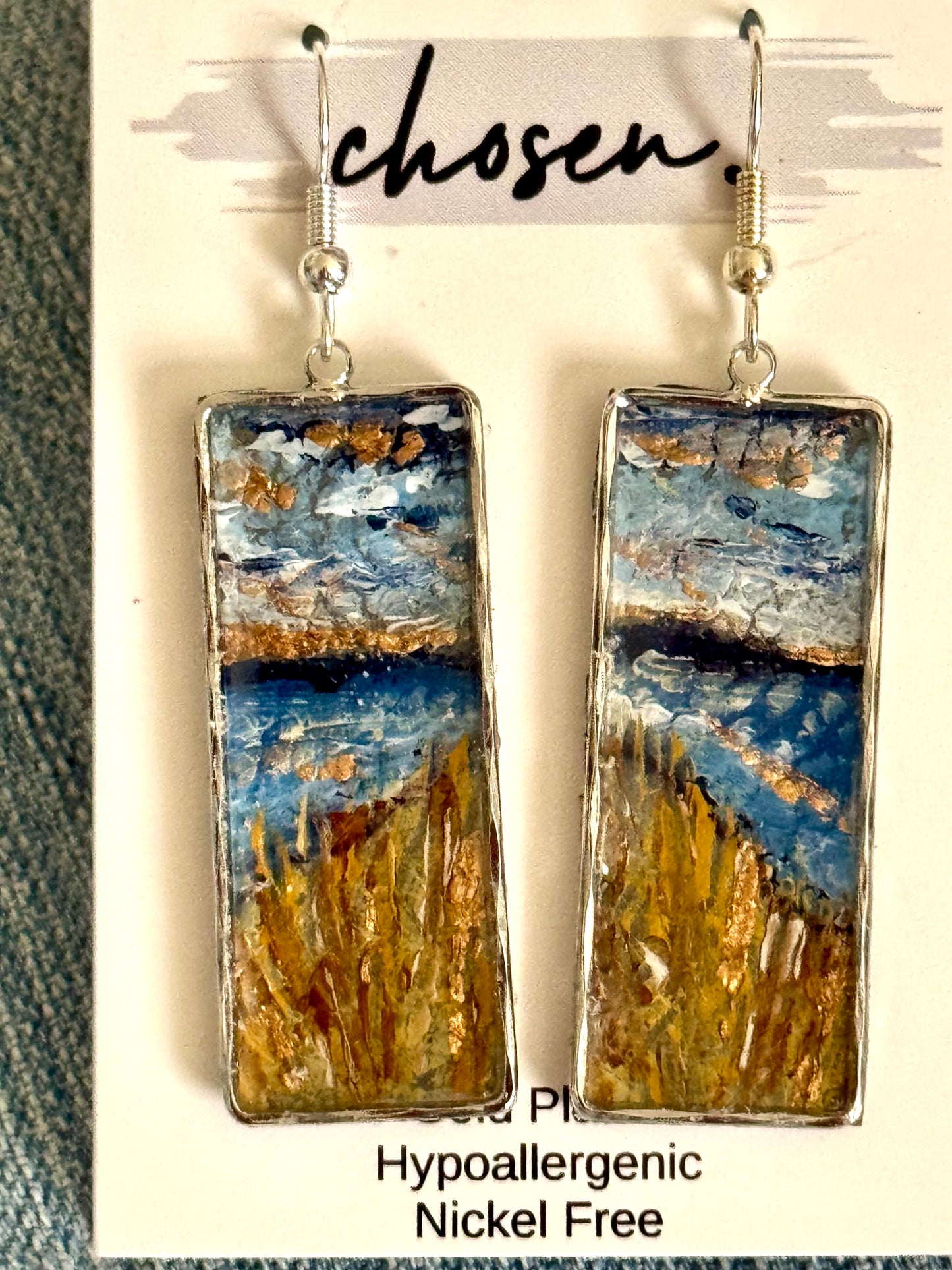 Fall for the Beach Hand Painted Leather Earrings