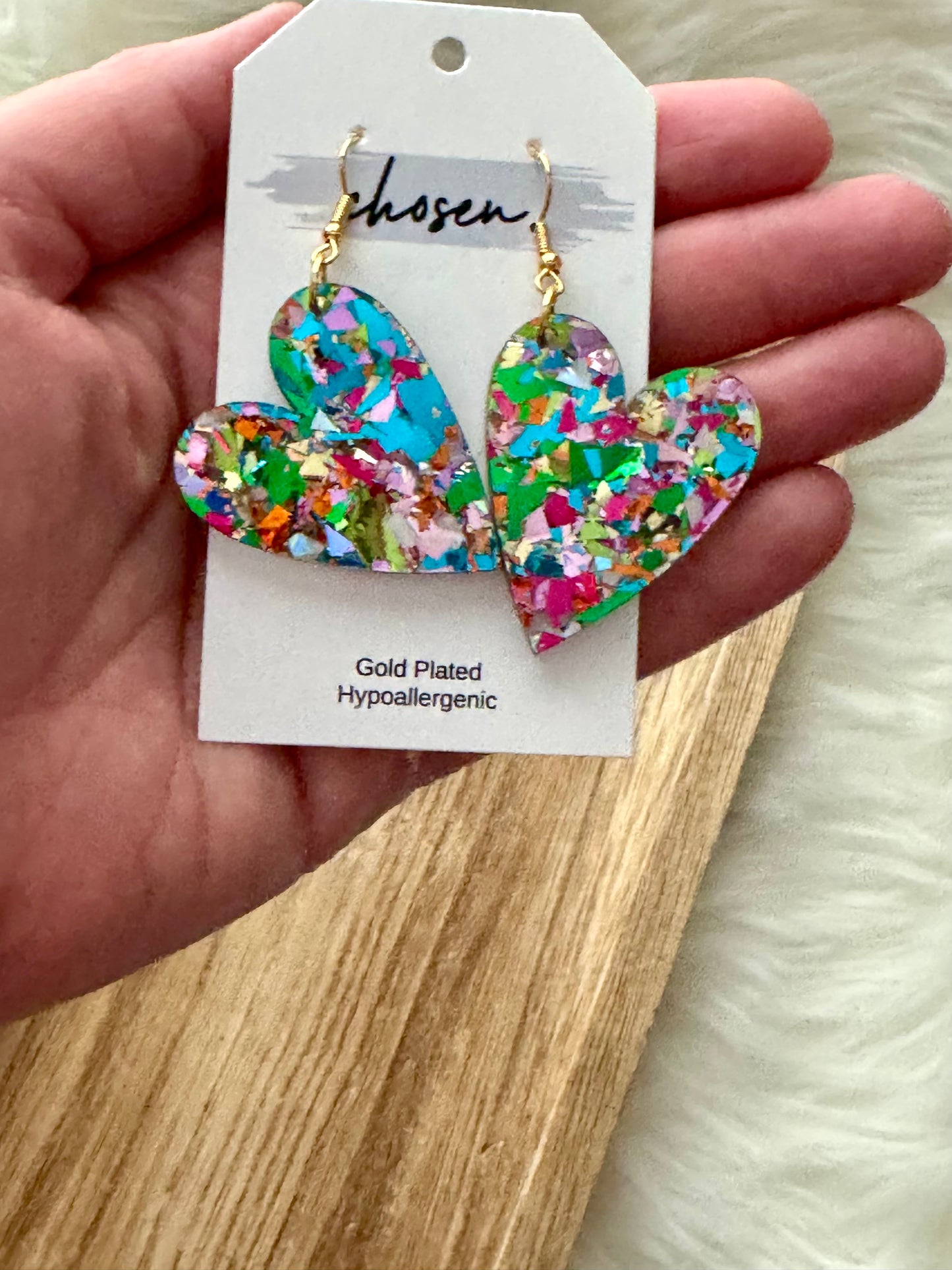 Happy Heart Multi Glitter Earrings