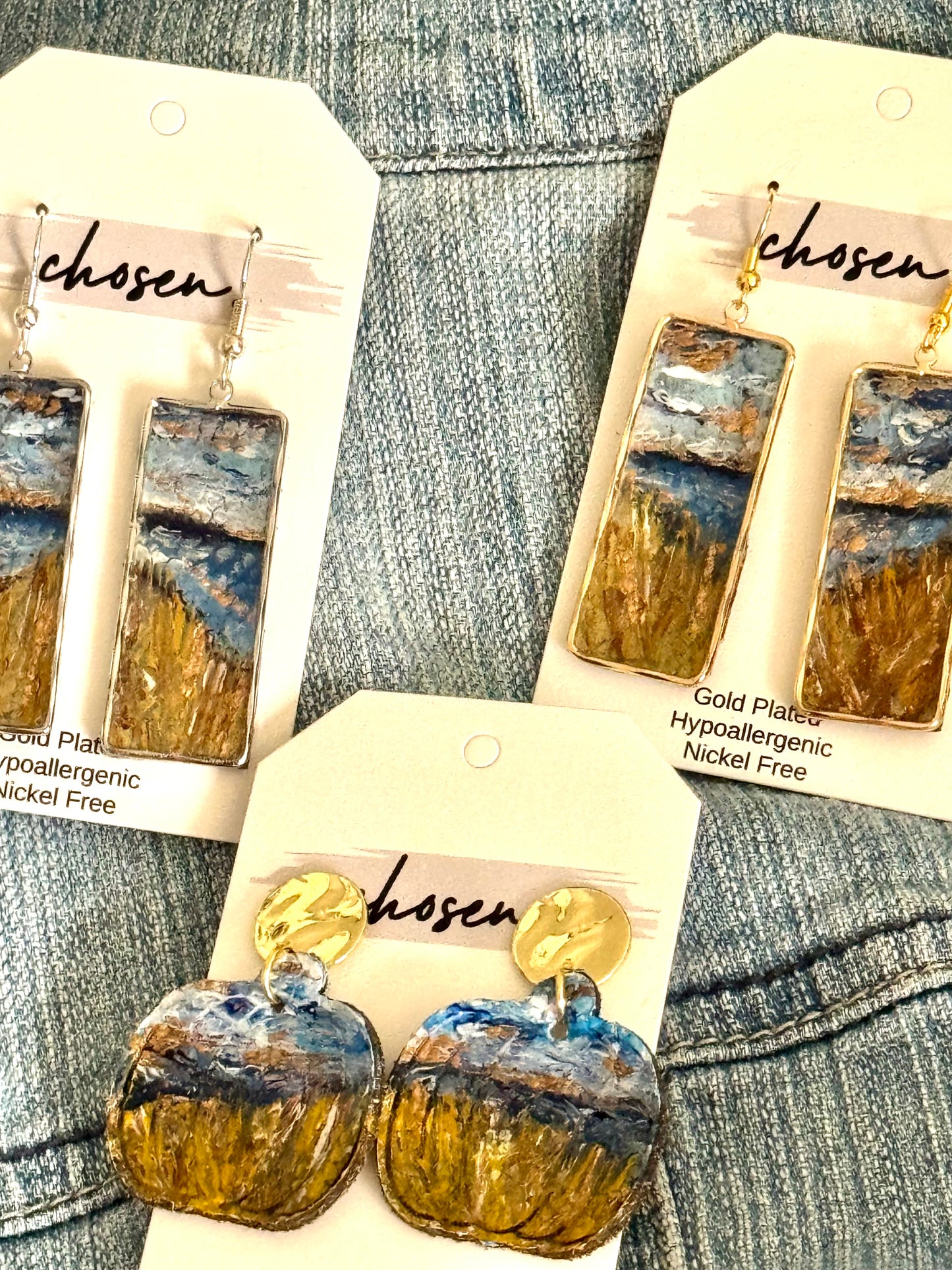 Fall for the Beach Hand Painted Leather Earrings