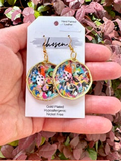 Free People Hand Painted Leather Earrings