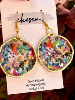 Free People Hand Painted Leather Earrings