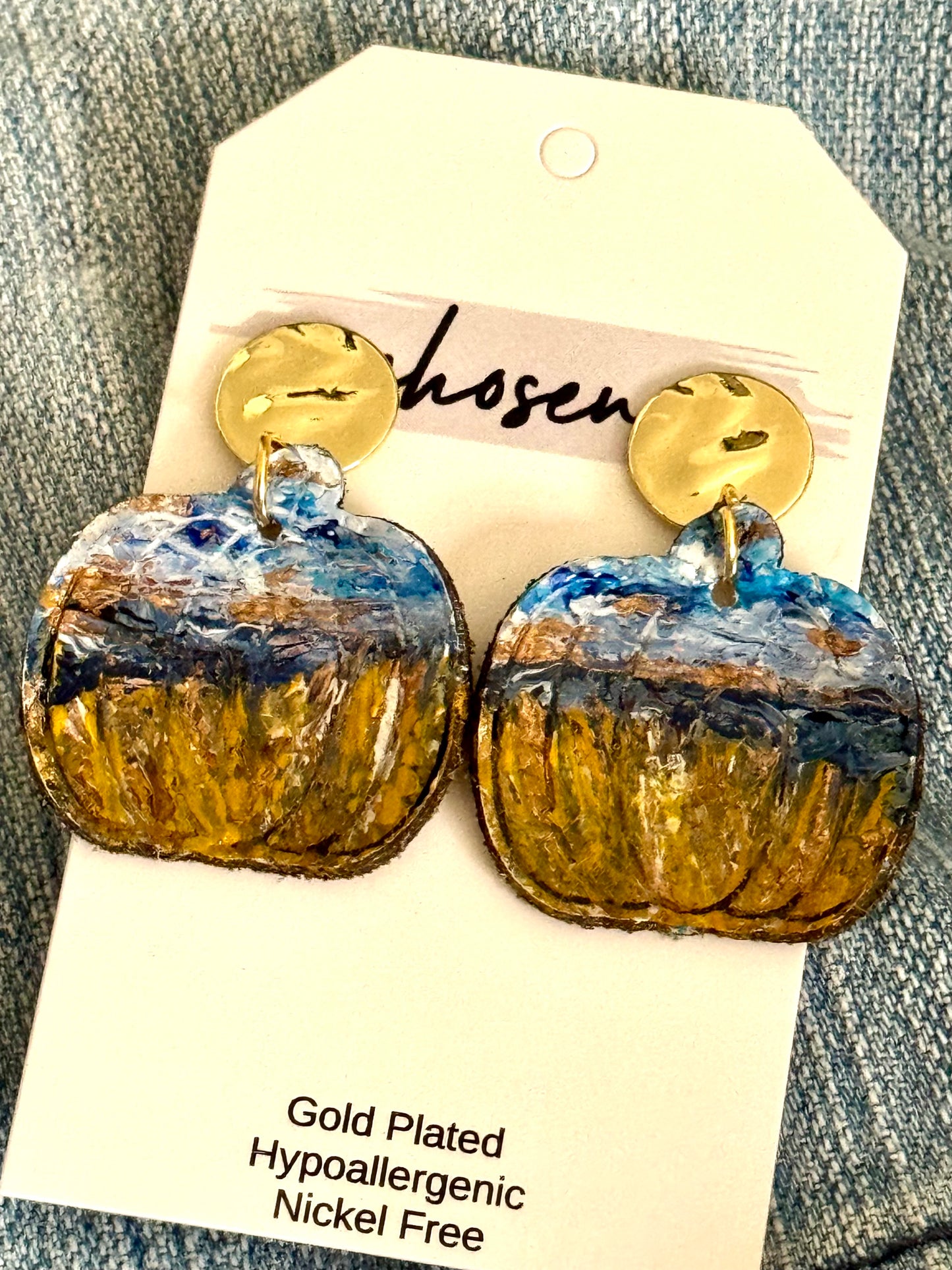 Fall for the Beach Hand Painted Leather Earrings