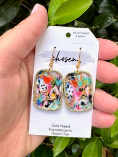 The Emma Hand Painted Leather Earrings