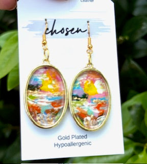The Mia Hand Painted Leather Earrings