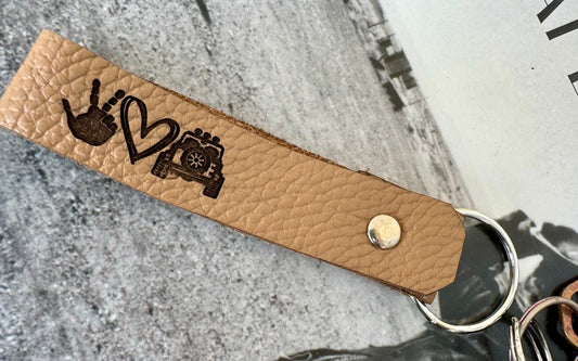 Peace Love and Jeep Leather Keychain