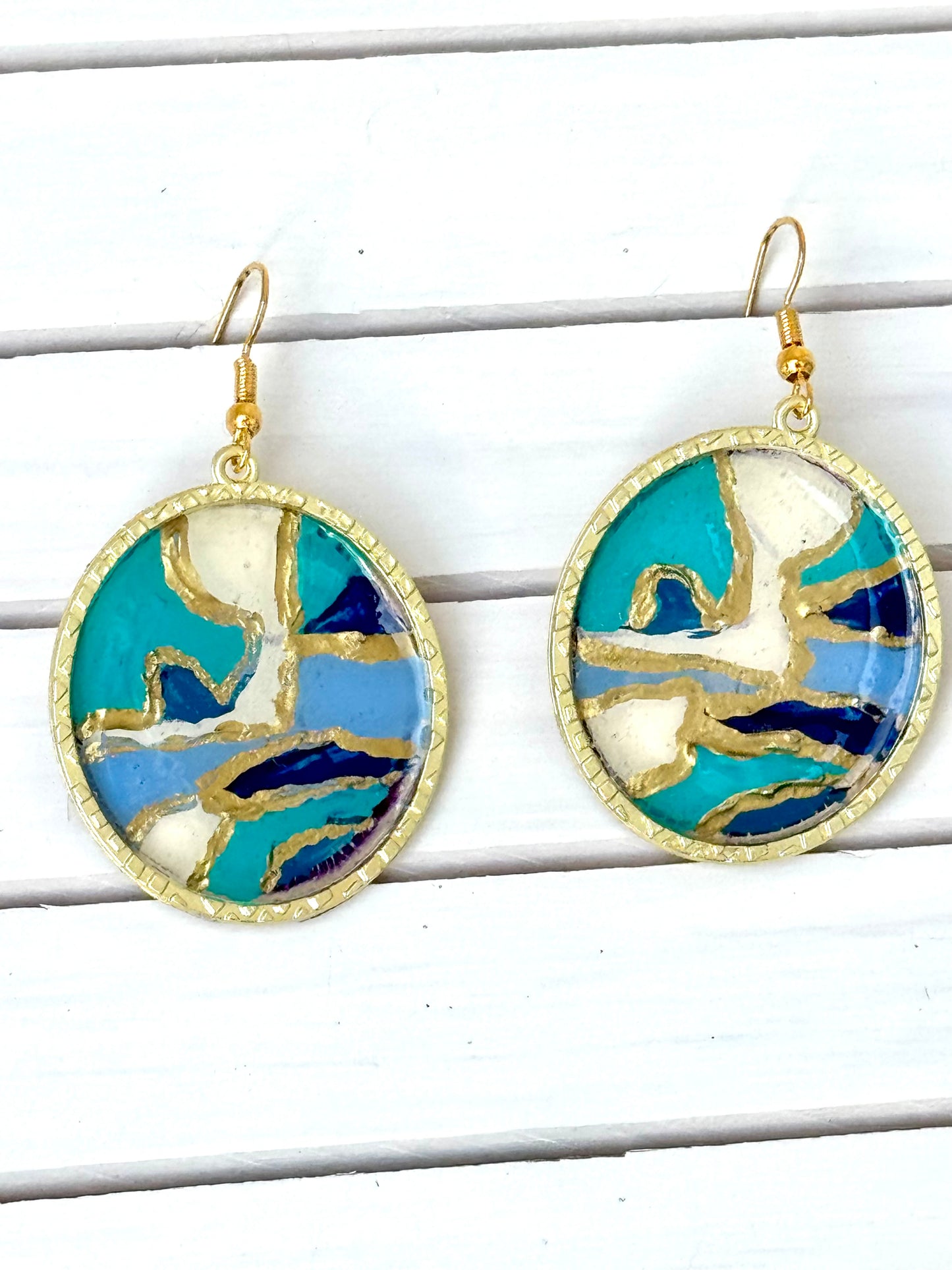 The Victoria Hand Painted Leather Earrings