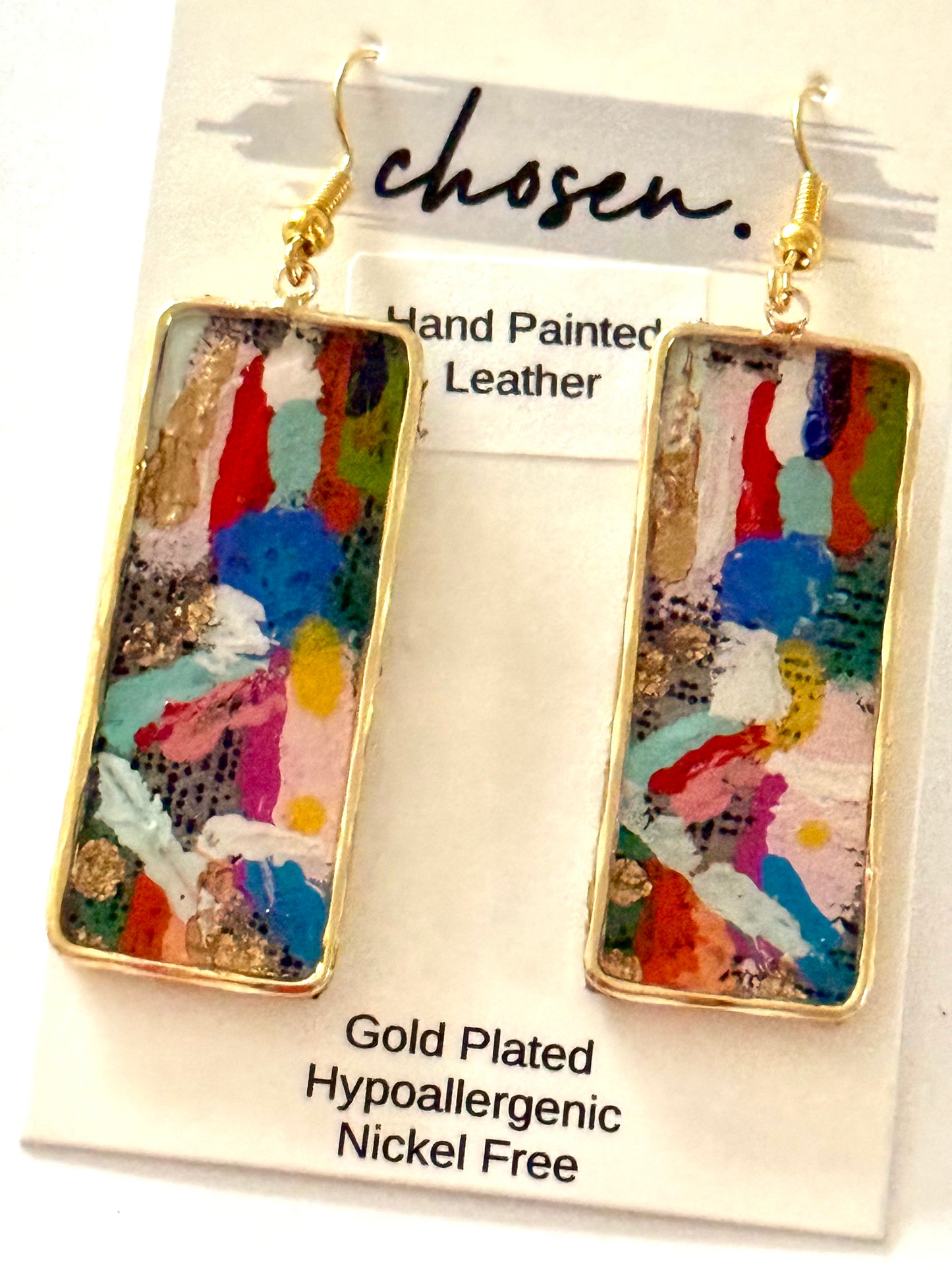 The Speckled Art Pop Hand Painted Leather Earrings
