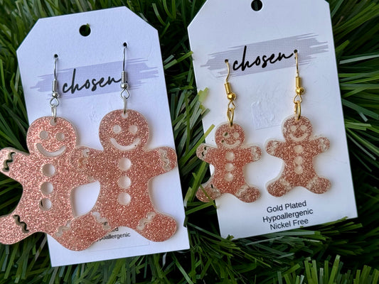 Gingerbread Man Acrylic Earrings