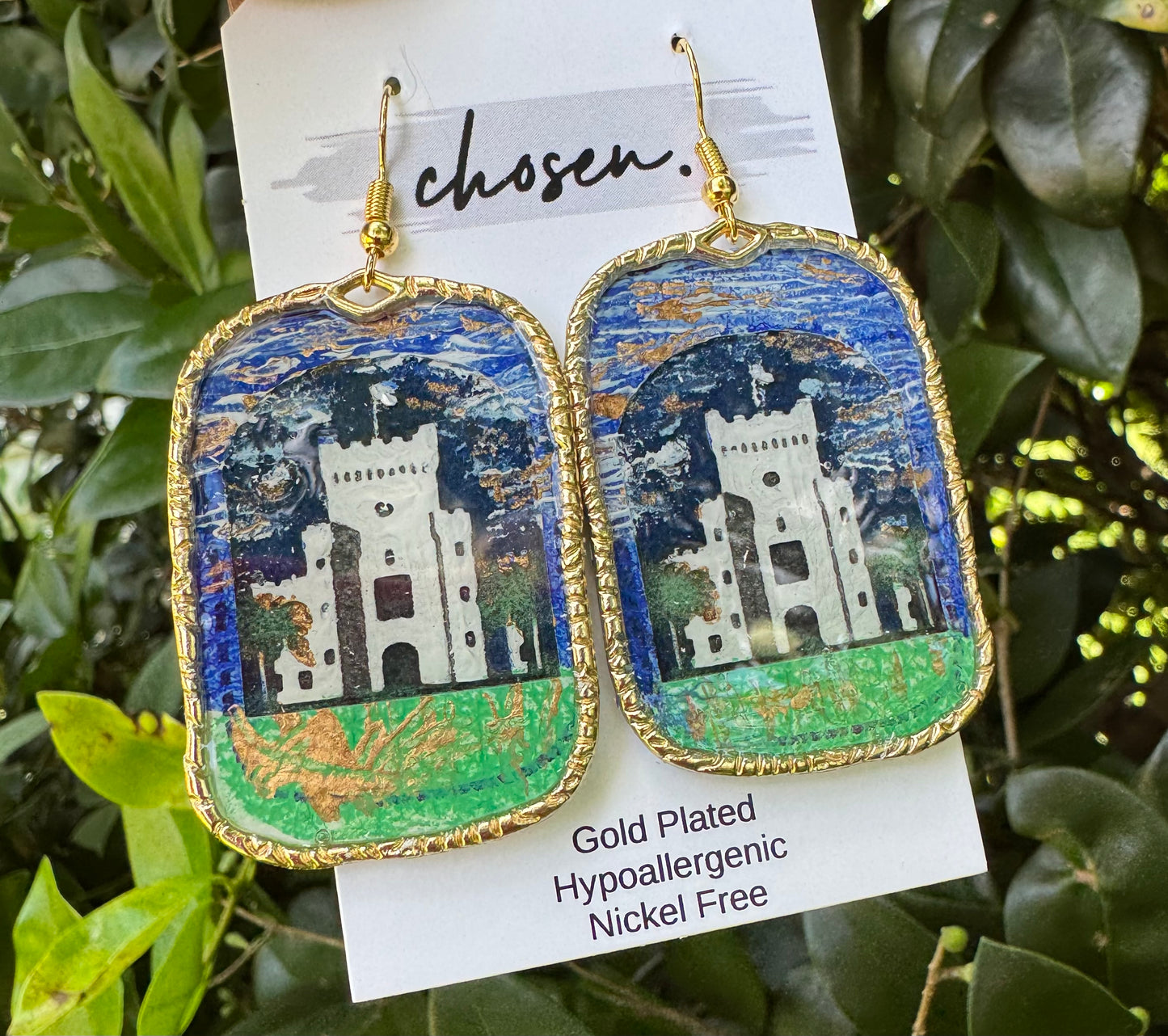The Citadel Hand Painted Leather Earring Collection