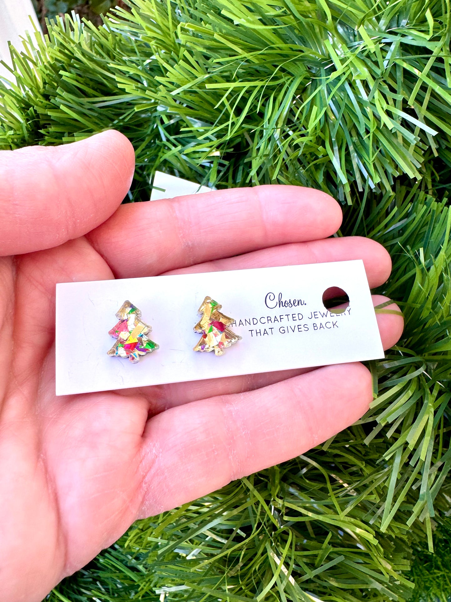 The Sparkling Christmas Tree Gold Plated Studs