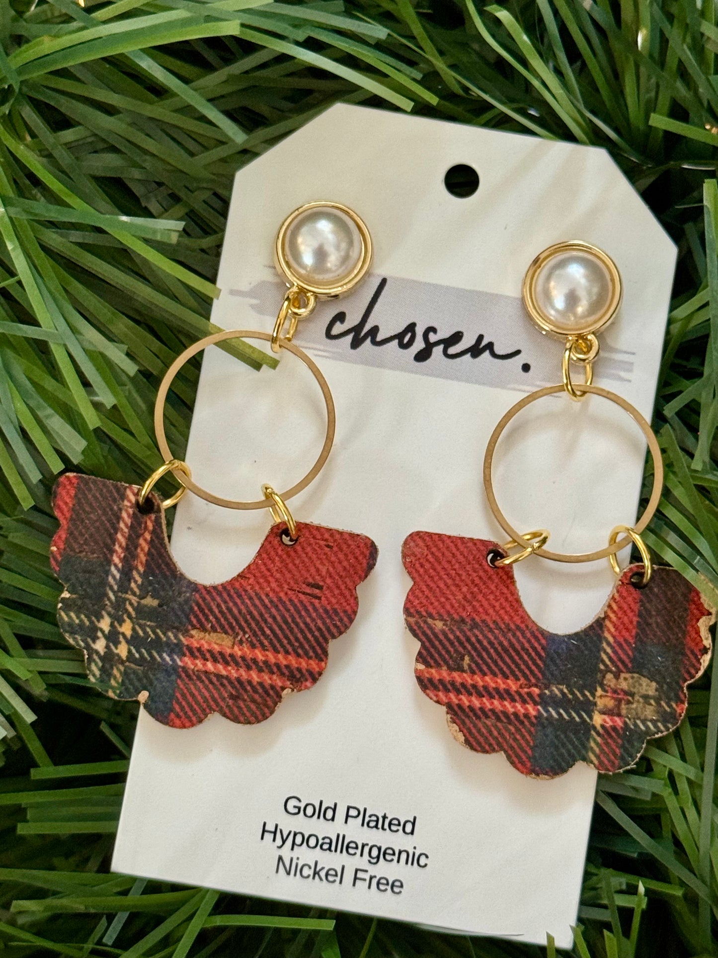 The Christmas Plaid Leather Earring Collection