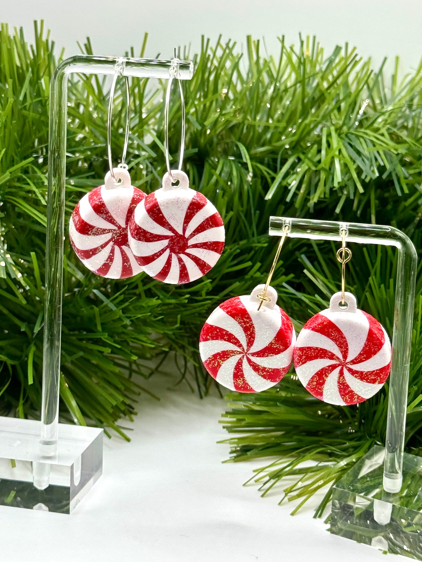 Peppermint Kisses Gold or Sterling Silver Plated Hoop Earring Collection