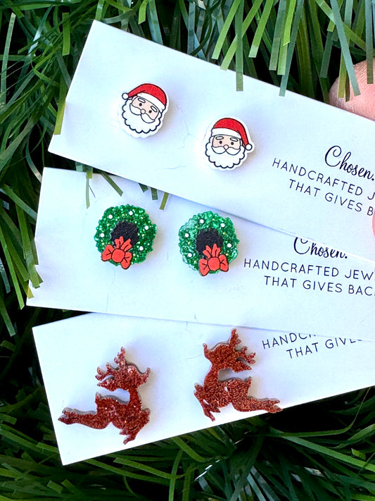 Santa and Friends Gold Plated Stud Collection