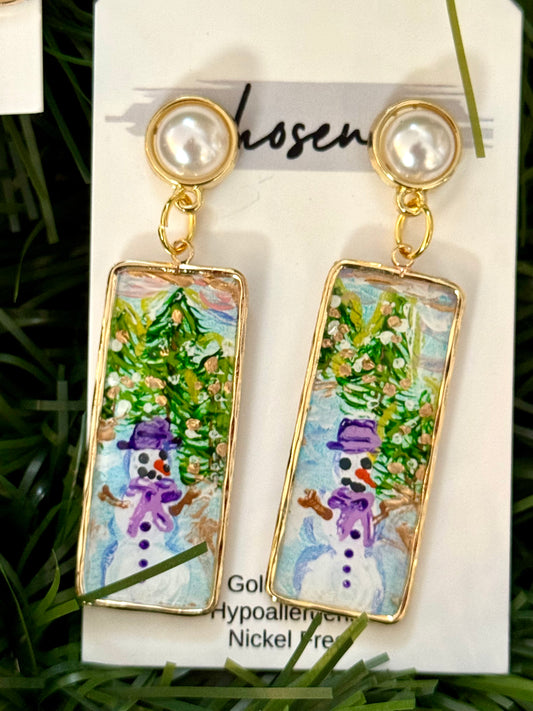 The Frosty Forest Hand Painted Leather Earrings Collection