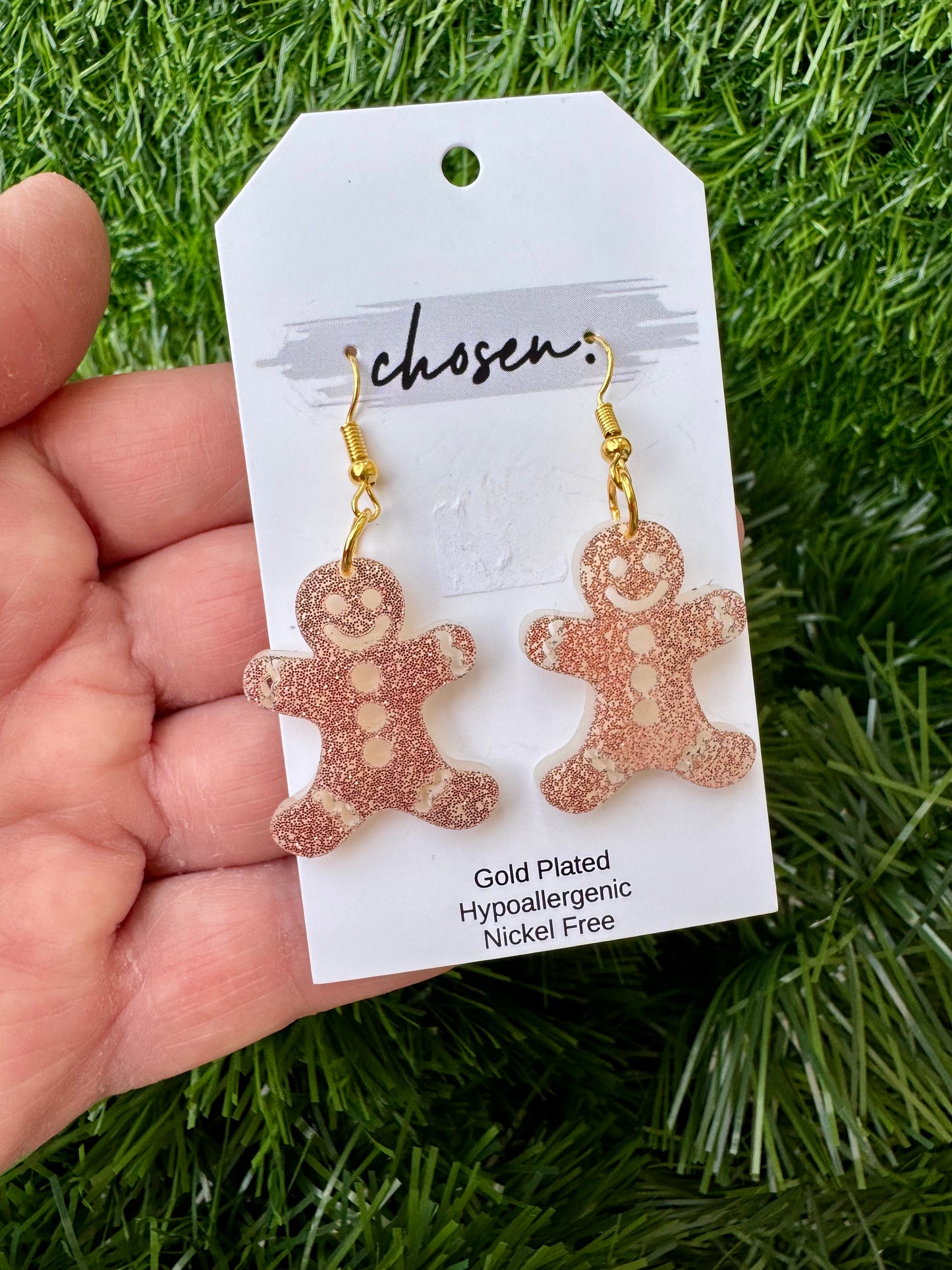 Gingerbread Man Acrylic Earrings