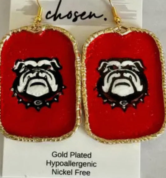 Bulldog Hand Painted Leather Earring Collection