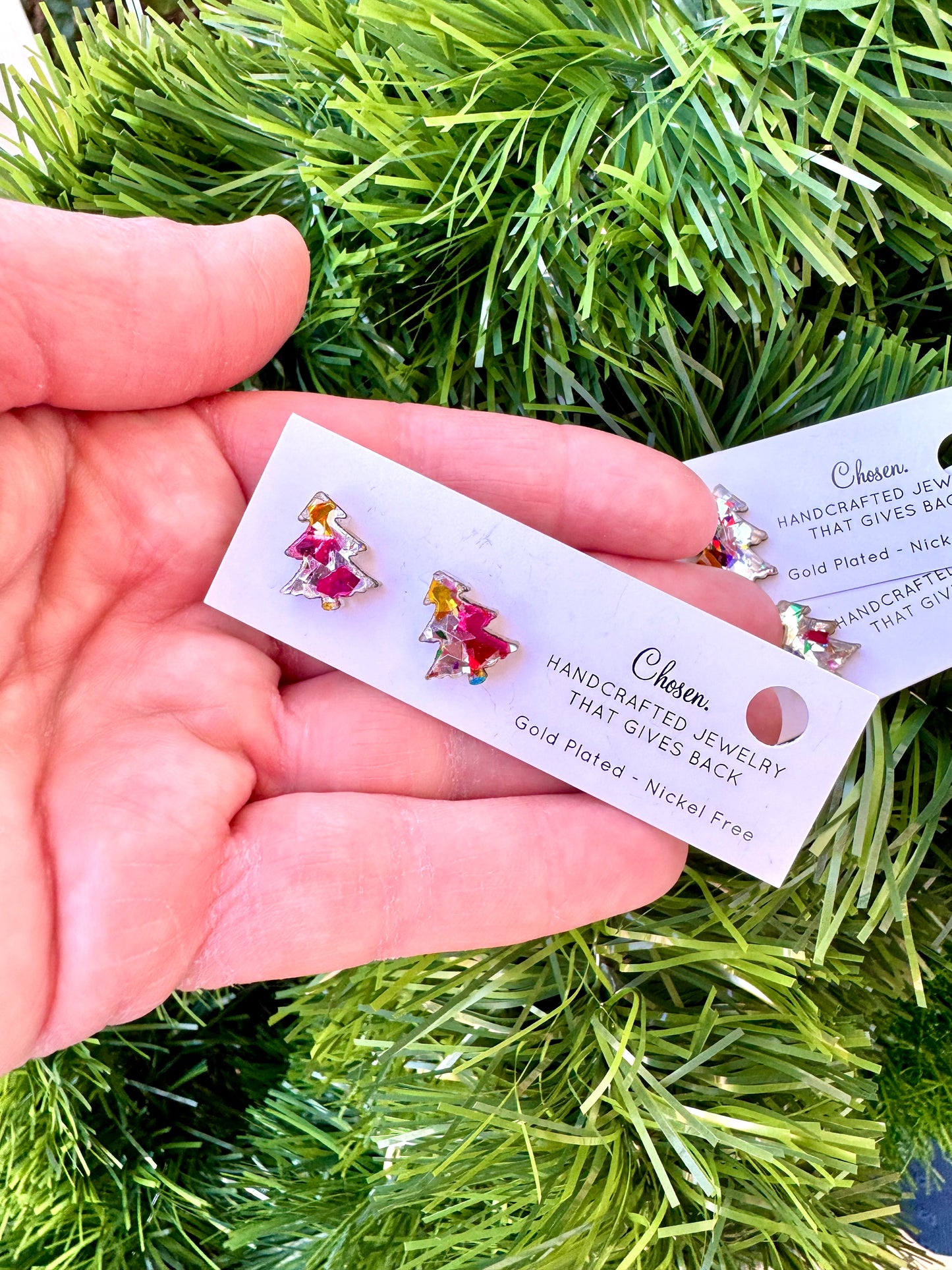 The Sparkling Christmas Tree Gold Plated Studs