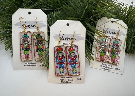 Nutcracker Hand Painted Leather Earring Collection
