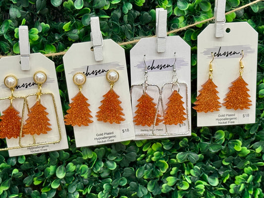 Orange Glitter Acrylic Christmas Tree Collection