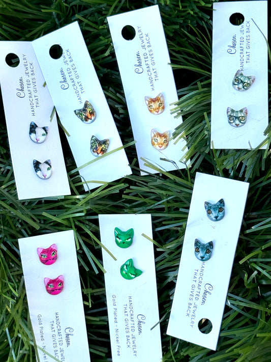 Cat’s Meow Gold Plated Stud Earring Collection