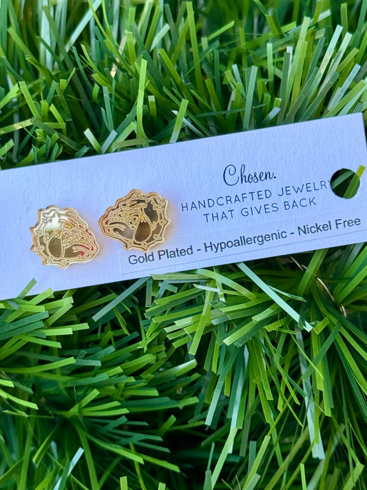 Bulldog Mirrored Gold Plated Studs