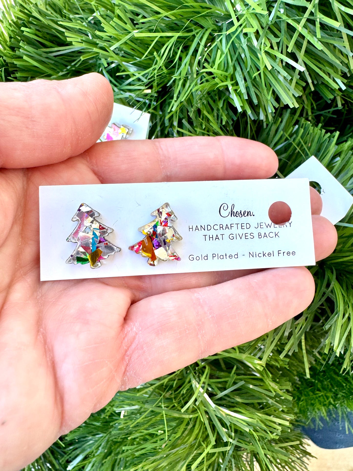 The Sparkling Christmas Tree Gold Plated Studs