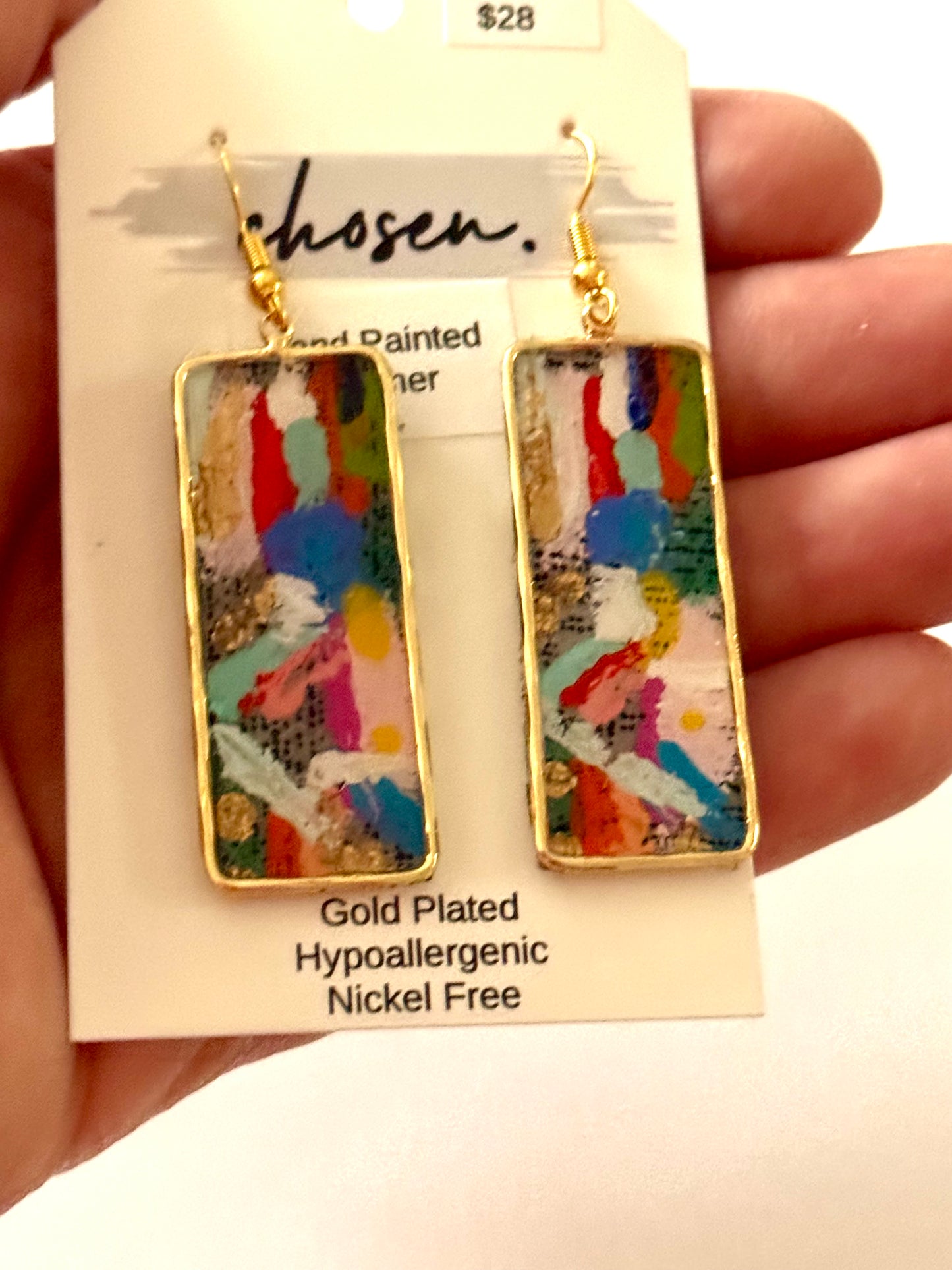 The Speckled Art Pop Hand Painted Leather Earrings