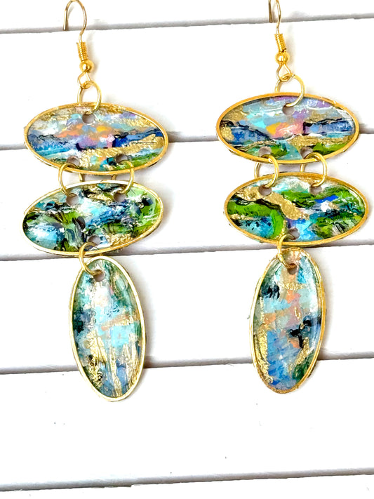 The Pawley Painted Leather Earrings