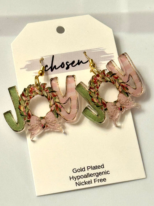 Joy Wreath Acrylic Earrings