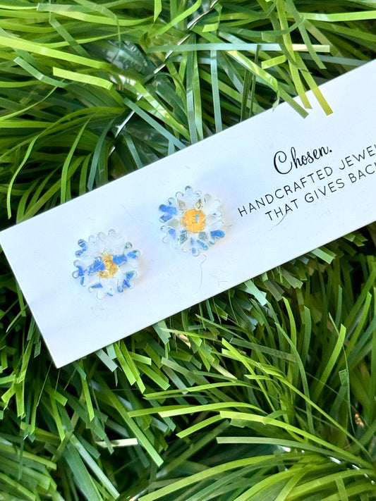 Snowy Time Gold Plated Studs