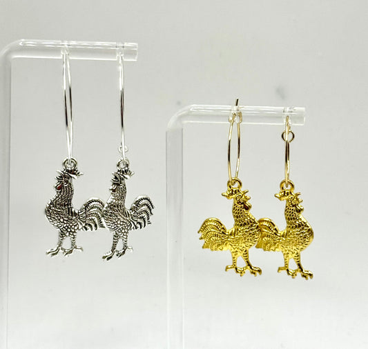 Gamecock Gold/Sterling Silver Plated Hoop Earring Collection