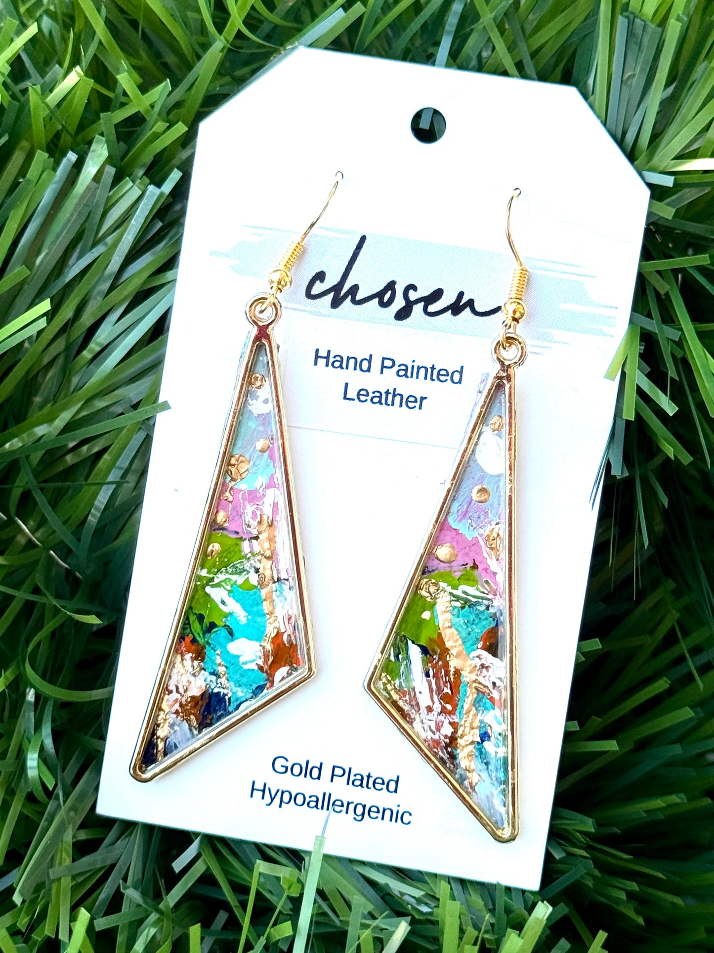 The Kelly Hand Painted Leather Earrings