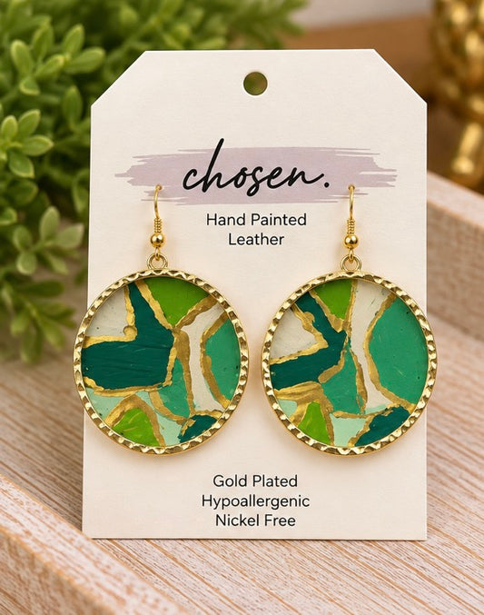 The Evelyn Hand Painted Leather Earrings
