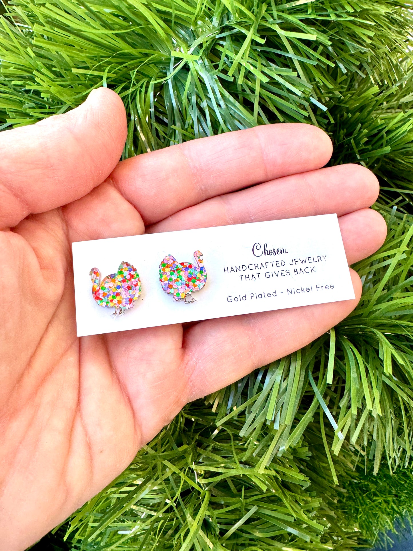 Gobble Gobble Turkey Gold Plated Studs